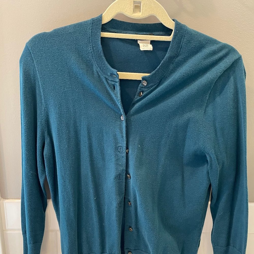 J. Crew Women's Lightweight Teal Jackie Cardigan, M